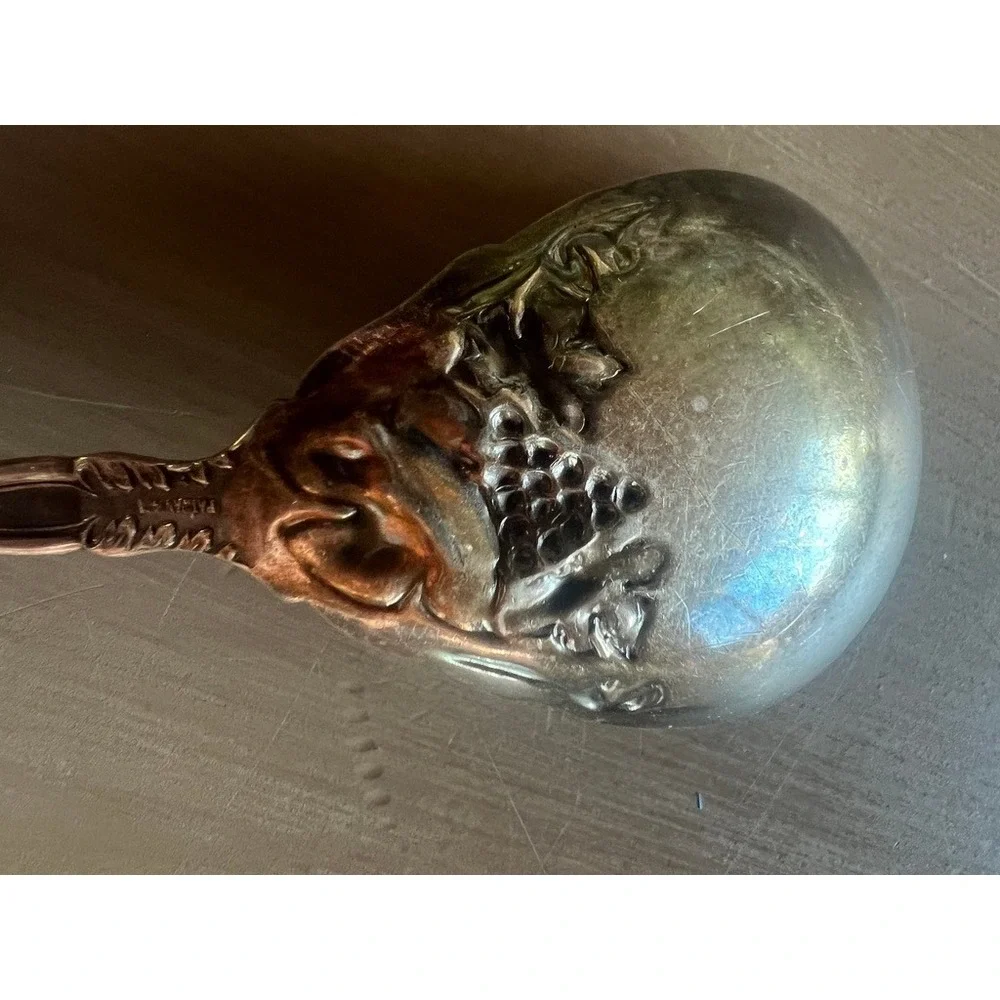 1881 Rogers A1 Silverplate Sugar Shell Spoon Vintage Grape Pattern Silver